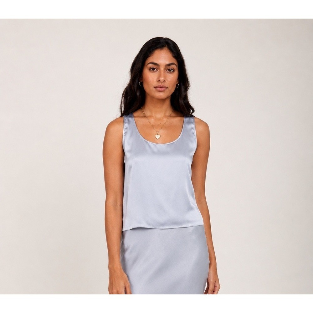 Sablyn Flynn 100% Silk Tank Top Blue Capsule Quiet Luxury Minimalist Women Large